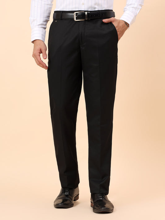 Formal Trousers for Men l Breathable & Soft with Color Fastness Regular Fit Poly Viscose Fabric Solid Pattern Hook & Eye Closure