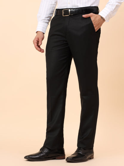 Formal Trousers for Men l Breathable & Soft with Color Fastness Regular Fit Poly Viscose Fabric Solid Pattern Hook & Eye Closure