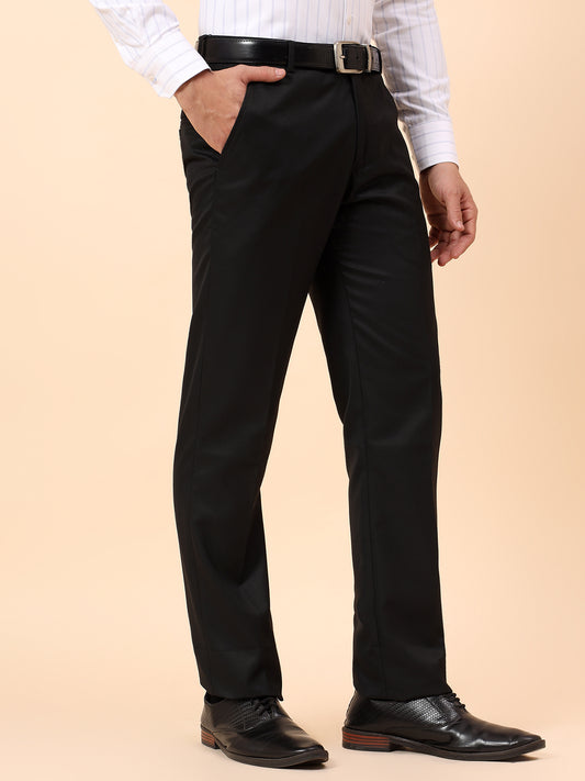 Formal Trousers for Men l Breathable & Soft with Color Fastness Regular Fit Poly Viscose Fabric Solid Pattern Hook & Eye Closure