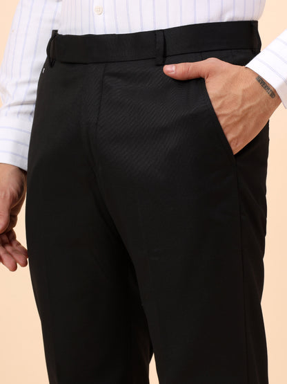 Formal Trousers for Men l Breathable & Soft with Color Fastness Regular Fit Poly Viscose Fabric Solid Pattern Hook & Eye Closure