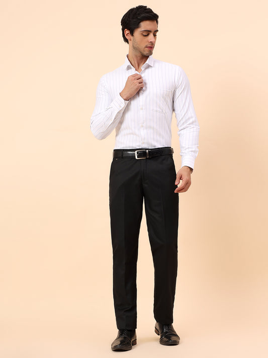Formal Trousers for Men l Breathable & Soft with Color Fastness Regular Fit Poly Viscose Fabric Solid Pattern Hook & Eye Closure