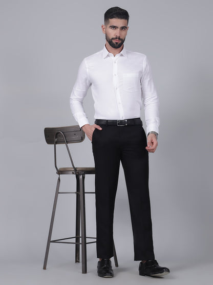 Formal Trouser for Men | Breathable & Soft with Color Fastness Regular Fit Poly Viscose Fabric Self Design Pattern Hook & Eye Closure