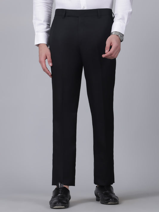 Formal Trouser for Men | Breathable & Soft with Color Fastness Regular Fit Poly Viscose Fabric Self Design Pattern Hook & Eye Closure