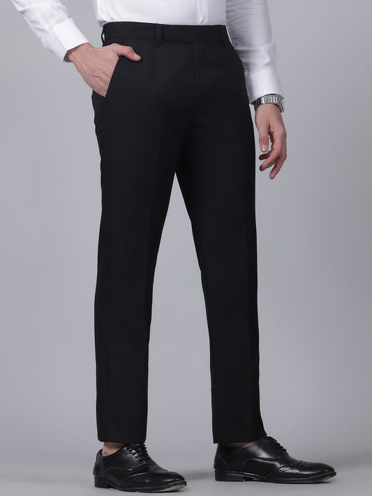 Formal Trouser for Men | Breathable & Soft with Color Fastness Regular Fit Poly Viscose Fabric Self Design Pattern Hook & Eye Closure