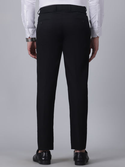 Formal Trouser for Men | Breathable & Soft with Color Fastness Regular Fit Poly Viscose Fabric Self Design Pattern Hook & Eye Closure