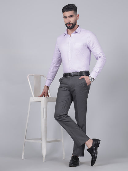 Formal Trouser for Men | Breathable & Soft with Color Fastness Regular Fit Poly Viscose Fabric Self Design Pattern Hook & Eye Closure