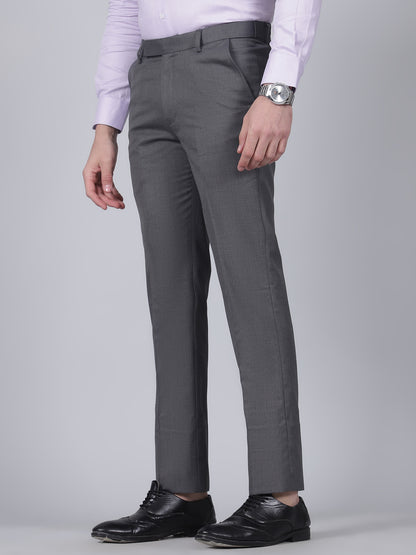 Formal Trouser for Men | Breathable & Soft with Color Fastness Regular Fit Poly Viscose Fabric Self Design Pattern Hook & Eye Closure