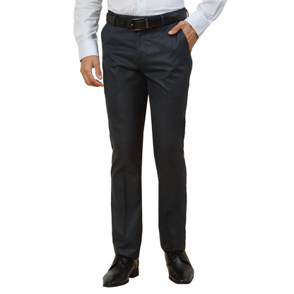 Formal Trouser for Men | Breathable & Soft with Color Fastness Regular Fit Polycotton Fabric Self Design Pattern Hook & Bar Closure