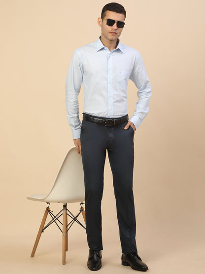 Formal Trouser for Men | Breathable & Soft with Color Fastness Regular Fit Polycotton Fabric Self Design Pattern Hook & Bar Closure