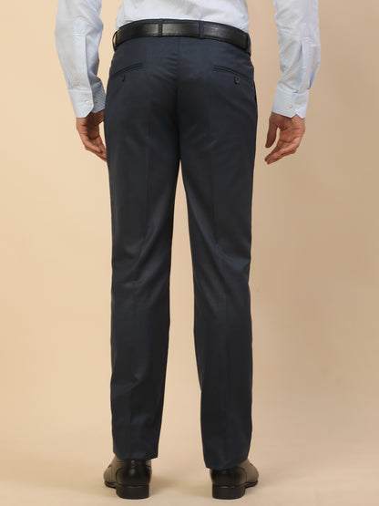 Formal Trouser for Men | Breathable & Soft with Color Fastness Regular Fit Polycotton Fabric Self Design Pattern Hook & Bar Closure