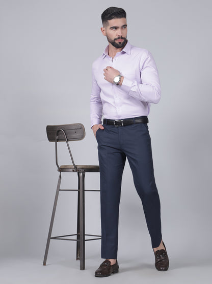 Formal Trouser for Men | Breathable & Soft with Color Fastness Regular Fit Poly Viscose Fabric Self Design Pattern Hook & Eye Closure