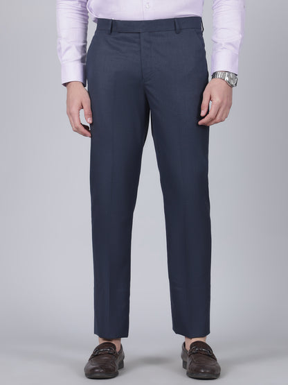 Formal Trouser for Men | Breathable & Soft with Color Fastness Regular Fit Poly Viscose Fabric Self Design Pattern Hook & Eye Closure