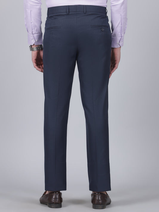 Formal Trouser for Men | Breathable & Soft with Color Fastness Regular Fit Poly Viscose Fabric Self Design Pattern Hook & Eye Closure