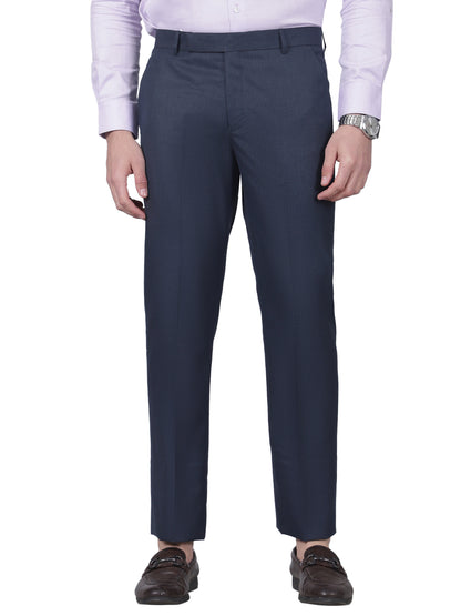 Formal Trouser for Men | Breathable & Soft with Color Fastness Regular Fit Poly Viscose Fabric Self Design Pattern Hook & Eye Closure