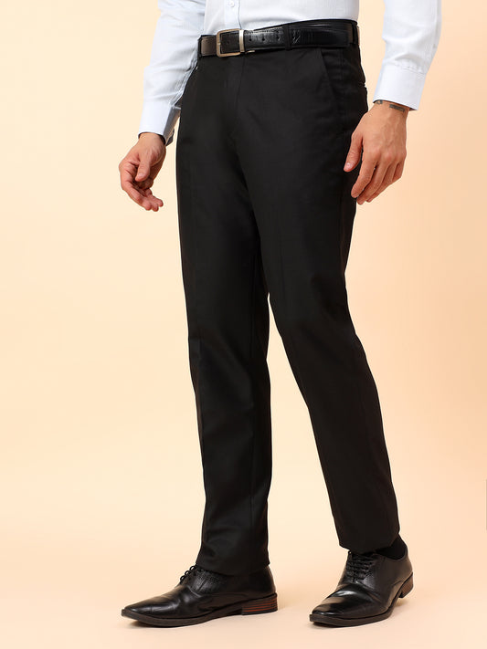 Formal Trousers for Men l Breathable & Soft with Color Fastness Regular Fit Poly Viscose Fabric Solid Pattern Hook & Eye Closure