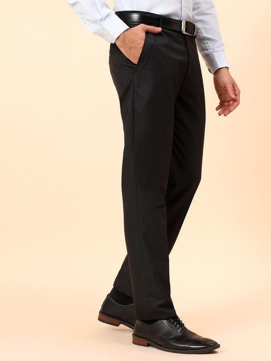 Formal Trousers for Men l Breathable & Soft with Color Fastness Regular Fit Poly Viscose Fabric Solid Pattern Hook & Eye Closure