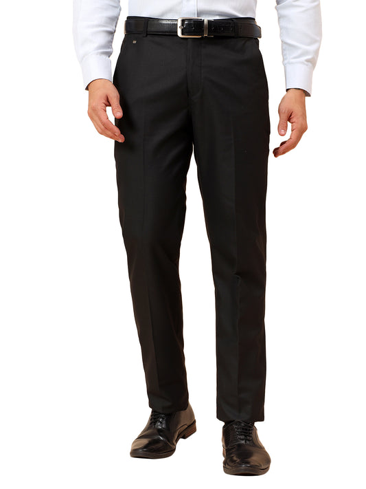 Formal Trousers for Men l Breathable & Soft with Color Fastness Regular Fit Poly Viscose Fabric Solid Pattern Hook & Eye Closure