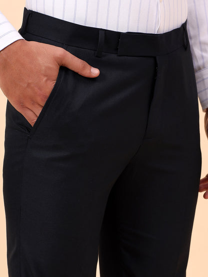Formal Trousers for Men l Breathable & Soft with Color Fastness Regular Fit Poly Viscose Fabric Solid Pattern Hook & Eye Closure