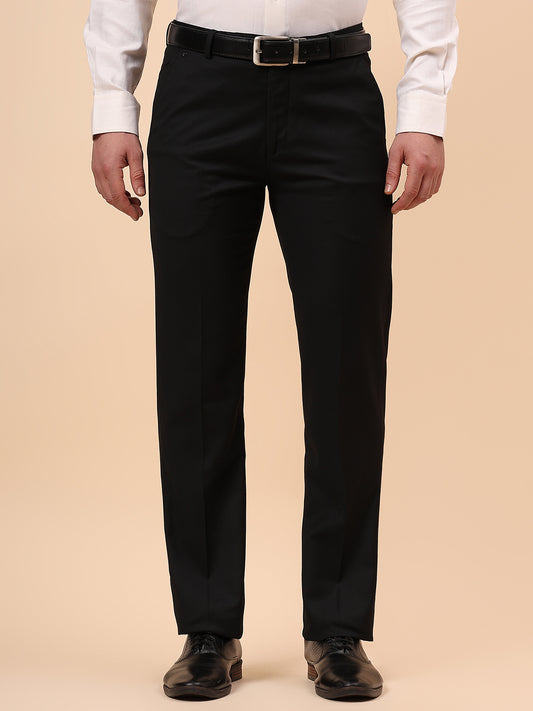 Formal Trouser for Men | Breathable & Soft with Color Fastness Regular Fit Terry Rayon Fabric Solid Pattern Hook & Eye Closure