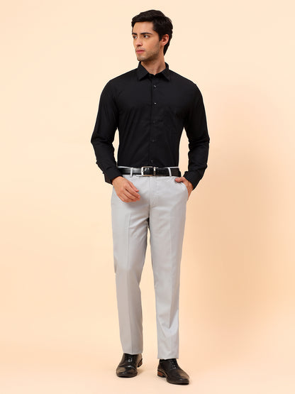 Formal Trousers for Men l Breathable & Soft with Color Fastness Regular Fit Poly Viscose Fabric Solid Pattern Hook & Eye Closure