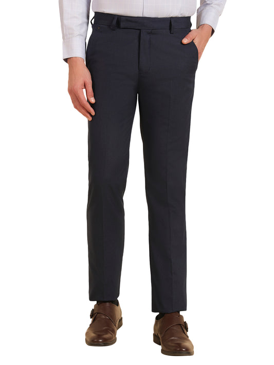 Formal Trouser for Men | Breathable & Soft with Color Fastness Regular Fit Poly Viscose Fabric Self Design Pattern Hook & Eye Closure
