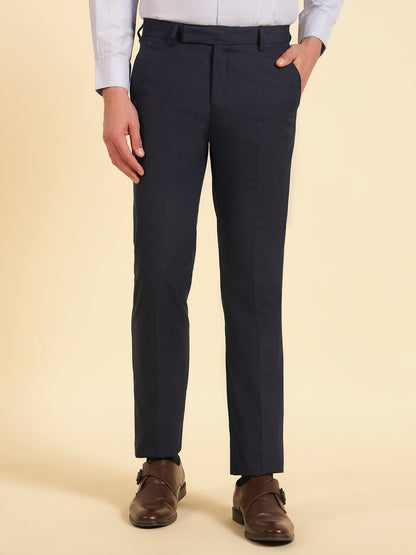 Formal Trouser for Men | Breathable & Soft with Color Fastness Regular Fit Poly Viscose Fabric Self Design Pattern Hook & Eye Closure