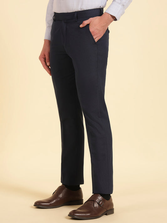 Formal Trouser for Men | Breathable & Soft with Color Fastness Regular Fit Poly Viscose Fabric Self Design Pattern Hook & Eye Closure