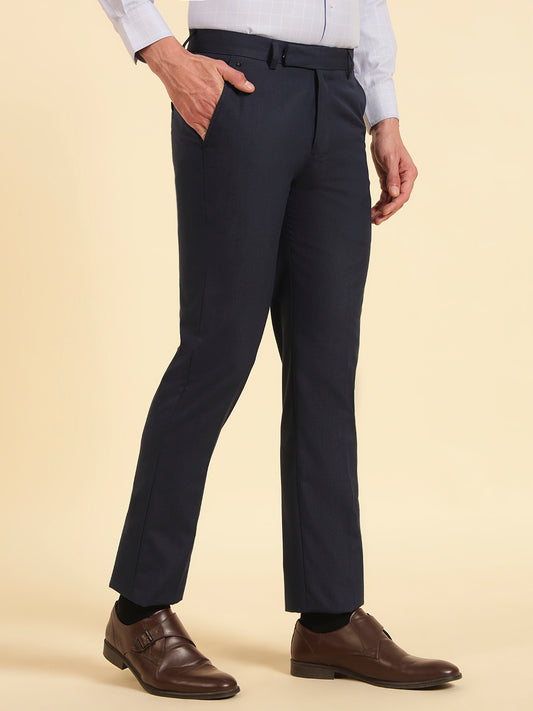 Formal Trouser for Men | Breathable & Soft with Color Fastness Regular Fit Poly Viscose Fabric Self Design Pattern Hook & Eye Closure