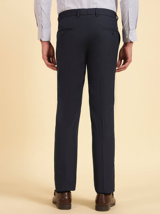 Formal Trouser for Men | Breathable & Soft with Color Fastness Regular Fit Poly Viscose Fabric Self Design Pattern Hook & Eye Closure