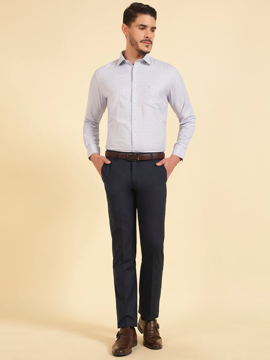 Formal Trouser for Men | Breathable & Soft with Color Fastness Regular Fit Poly Viscose Fabric Self Design Pattern Hook & Eye Closure