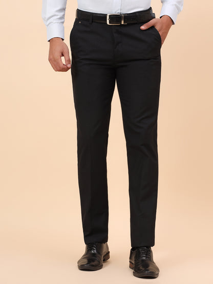 Formal Trousers for Men l Breathable & Soft with Color Fastness Regular Fit Poly Viscose Fabric Self Design Pattern Hook & Eye Closure