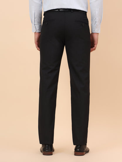 Formal Trousers for Men l Breathable & Soft with Color Fastness Regular Fit Poly Viscose Fabric Self Design Pattern Hook & Eye Closure