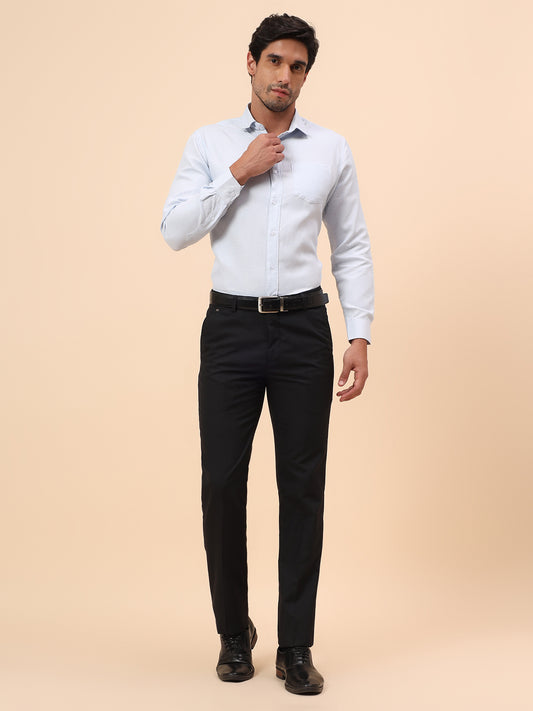 Formal Trousers for Men l Breathable & Soft with Color Fastness Regular Fit Poly Viscose Fabric Self Design Pattern Hook & Eye Closure