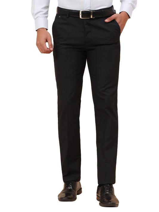 Formal Trousers for Men l Breathable & Soft with Color Fastness Regular Fit Poly Viscose Fabric Self Design Pattern Hook & Eye Closure