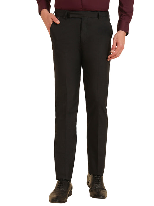 Formal Trouser for Men | Breathable & Soft with Color Fastness Regular Fit Poly Viscose Fabric Self Design Pattern Hook & Eye Closure