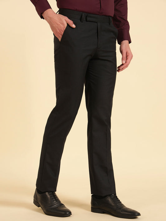 Formal Trouser for Men | Breathable & Soft with Color Fastness Regular Fit Poly Viscose Fabric Self Design Pattern Hook & Eye Closure