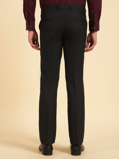 Formal Trouser for Men | Breathable & Soft with Color Fastness Regular Fit Poly Viscose Fabric Self Design Pattern Hook & Eye Closure