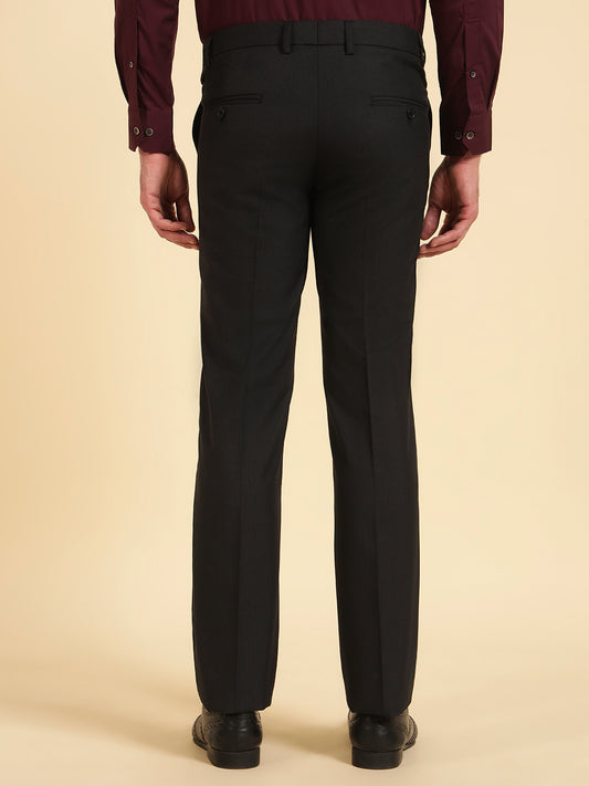 Formal Trouser for Men | Breathable & Soft with Color Fastness Regular Fit Poly Viscose Fabric Self Design Pattern Hook & Eye Closure