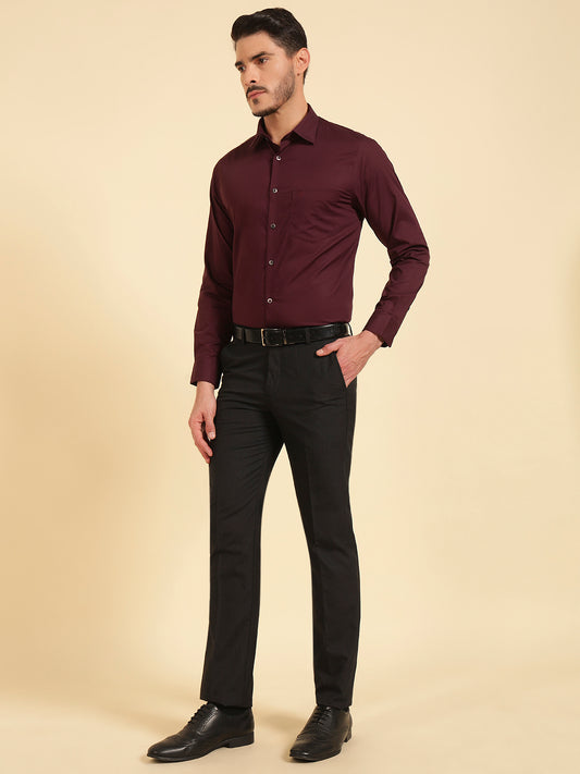 Formal Trouser for Men | Breathable & Soft with Color Fastness Regular Fit Poly Viscose Fabric Self Design Pattern Hook & Eye Closure