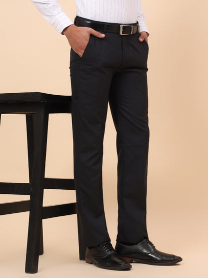 Formal Trousers for Men l Breathable & Soft with Color Fastness Regular Fit Poly Viscose Fabric Solid Pattern Hook & Eye Closure