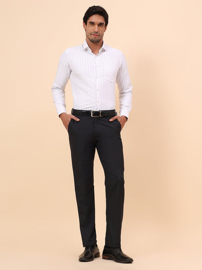 Formal Trousers for Men l Breathable & Soft with Color Fastness Regular Fit Poly Viscose Fabric Solid Pattern Hook & Eye Closure
