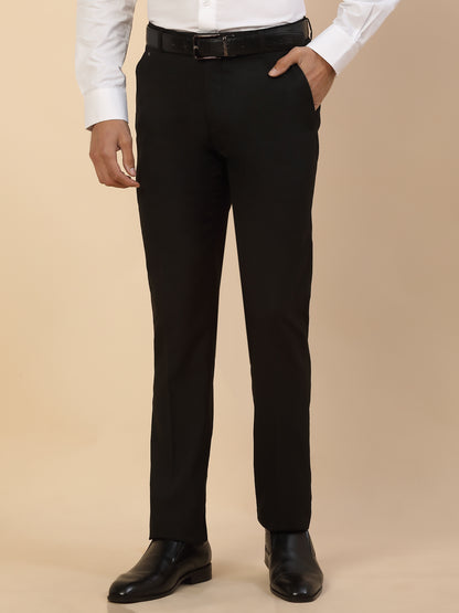 Formal Trouser for Men | Breathable & Soft with Color Fastness Regular Fit Polycotton Fabric Solid Pattern Hook & Bar Closure