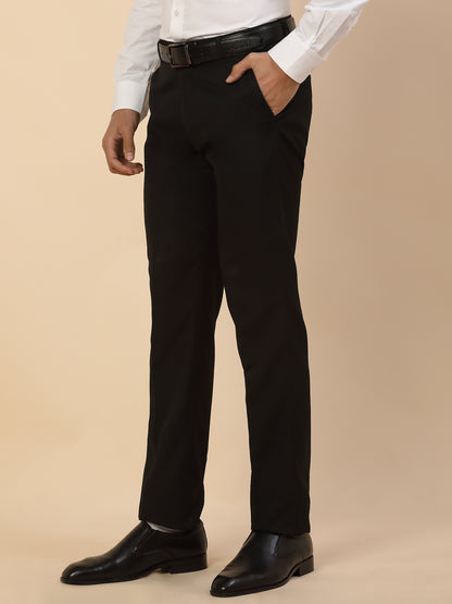 Formal Trouser for Men | Breathable & Soft with Color Fastness Regular Fit Polycotton Fabric Solid Pattern Hook & Bar Closure