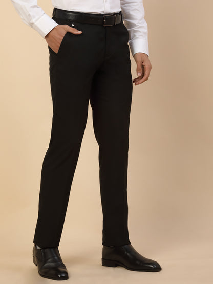 Formal Trouser for Men | Breathable & Soft with Color Fastness Regular Fit Polycotton Fabric Solid Pattern Hook & Bar Closure