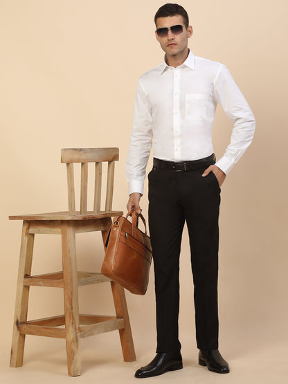 Formal Trouser for Men | Breathable & Soft with Color Fastness Regular Fit Polycotton Fabric Solid Pattern Hook & Bar Closure