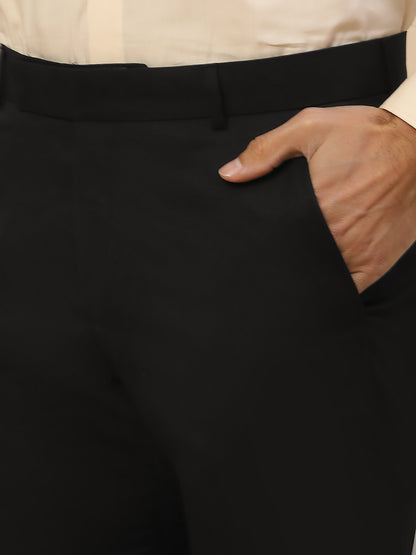 Formal Trouser for Men | Breathable & Soft with Color Fastness Regular Fit Polycotton Fabric Solid Pattern Hook & Bar Closure