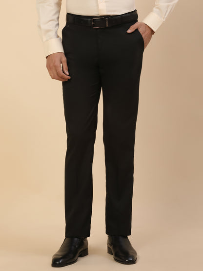 Formal Trouser for Men | Breathable & Soft with Color Fastness Regular Fit Polycotton Fabric Solid Pattern Hook & Bar Closure