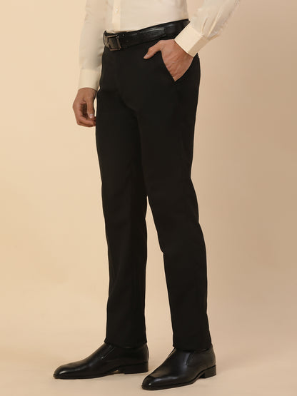Formal Trouser for Men | Breathable & Soft with Color Fastness Regular Fit Polycotton Fabric Solid Pattern Hook & Bar Closure