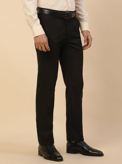 Formal Trouser for Men | Breathable & Soft with Color Fastness Regular Fit Polycotton Fabric Solid Pattern Hook & Bar Closure
