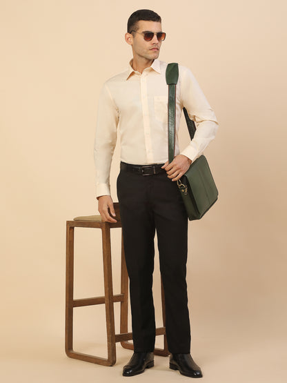 Formal Trouser for Men | Breathable & Soft with Color Fastness Regular Fit Polycotton Fabric Solid Pattern Hook & Bar Closure